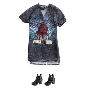 New Barbie Fashionistas Doll #87 Outfit Rockstar Glam Dress and Shoes FJF47